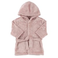 FBR305-DP-612: Dusty Pink Floral Embossed Hooded Robe (6-12 Months)